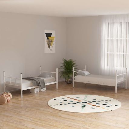 Kovová poschodová posteľ MAVEN 90x200 cm biela nosnosť 2x100 kg