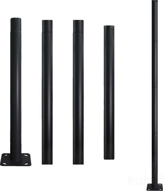 Kovová tyč pre stĺp vonkajšieho osvetlenia BASE, 4 m, priemer 60 mm, čierna