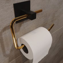 Kovový držiak toaletného papiera 8x16 cm čierna/zlatá