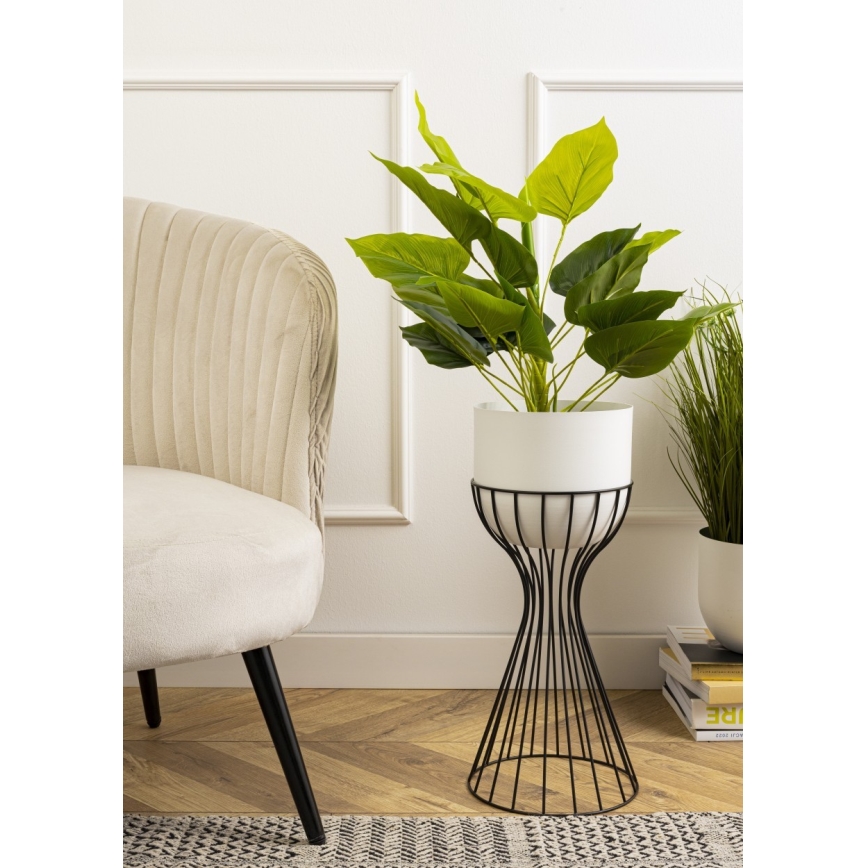 Kovový kvetináč LOFT 46x20 cm čierna/biela