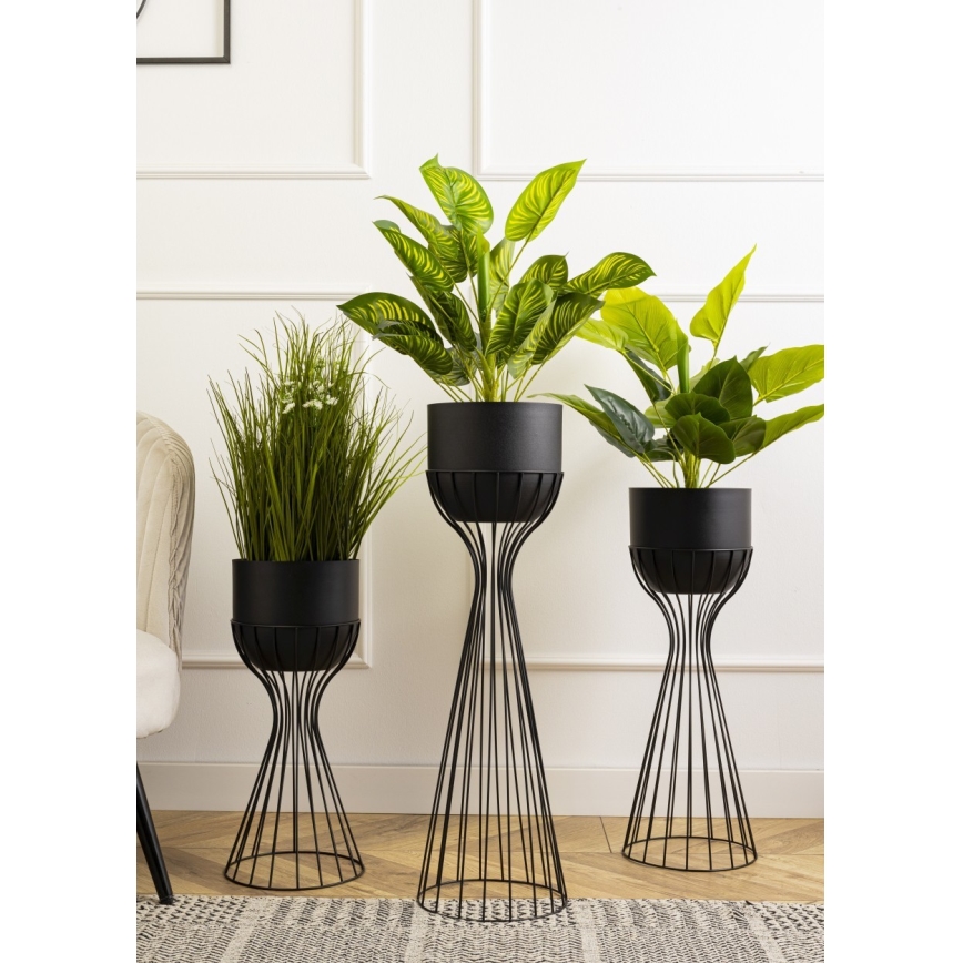 Kovový kvetináč LOFT 46x20 cm čierna