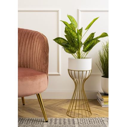 Kovový kvetináč LOFT 46x20 cm zlatá/biela