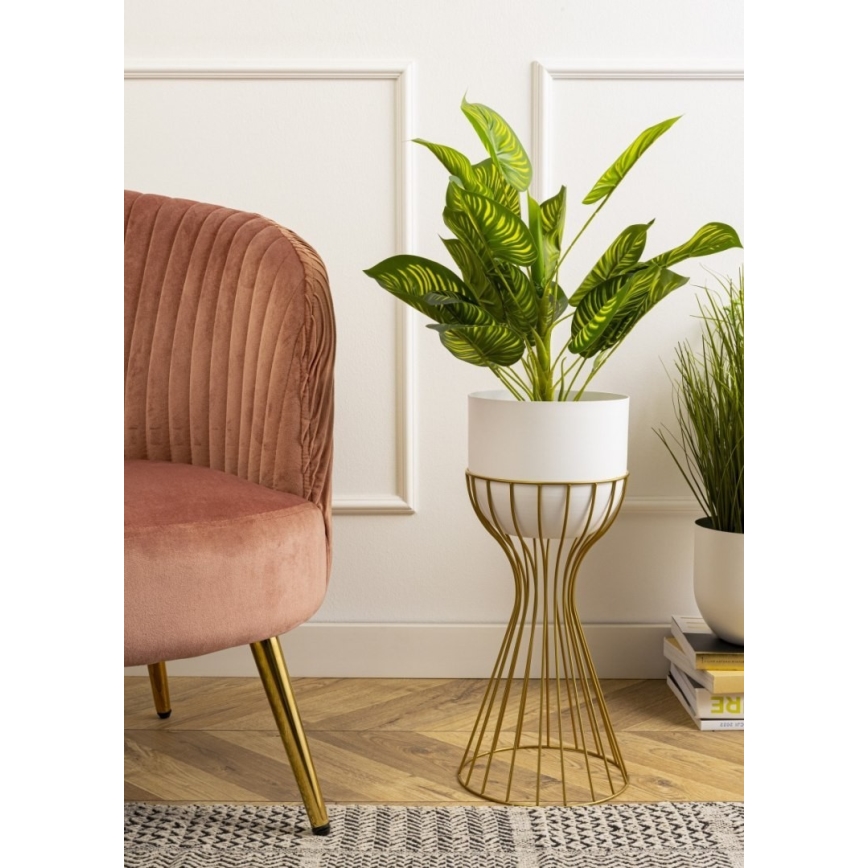 Kovový kvetináč LOFT 46x20 cm zlatá/biela