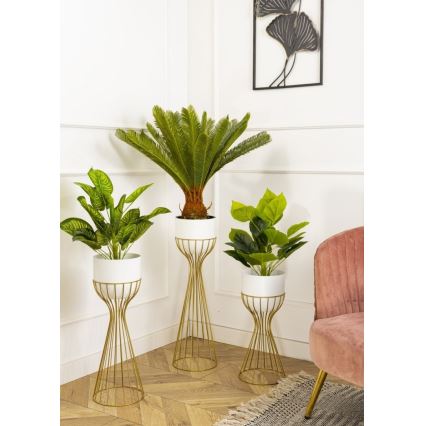 Kovový kvetináč LOFT 46x20 cm zlatá/biela