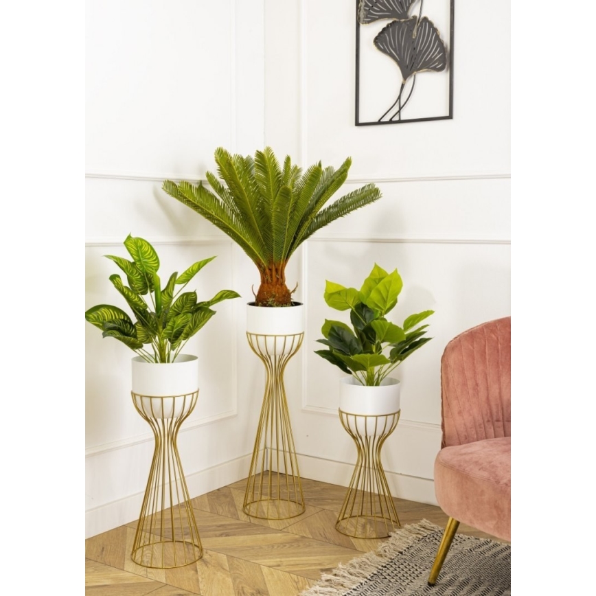 Kovový kvetináč LOFT 46x20 cm zlatá/biela