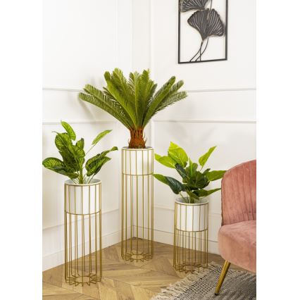 Kovový kvetináč LOFT 55x20 cm zlatá/biela