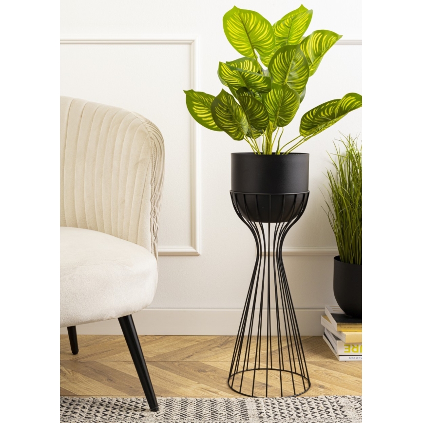 Kovový kvetináč LOFT 56x20 cm čierna