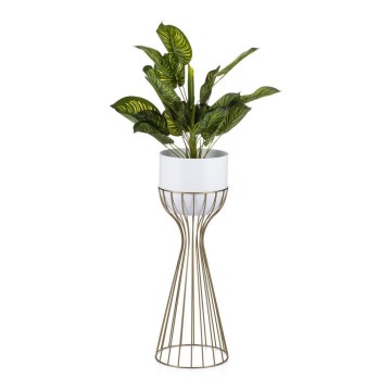 Kovový kvetináč LOFT 56x20 cm zlatá/biela