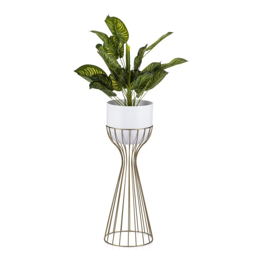 Kovový kvetináč LOFT 56x20 cm zlatá/biela