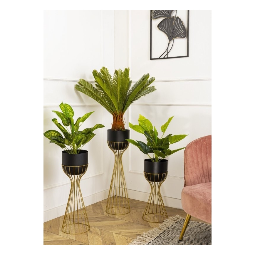 Kovový kvetináč LOFT 56x20 cm zlatá/čierna