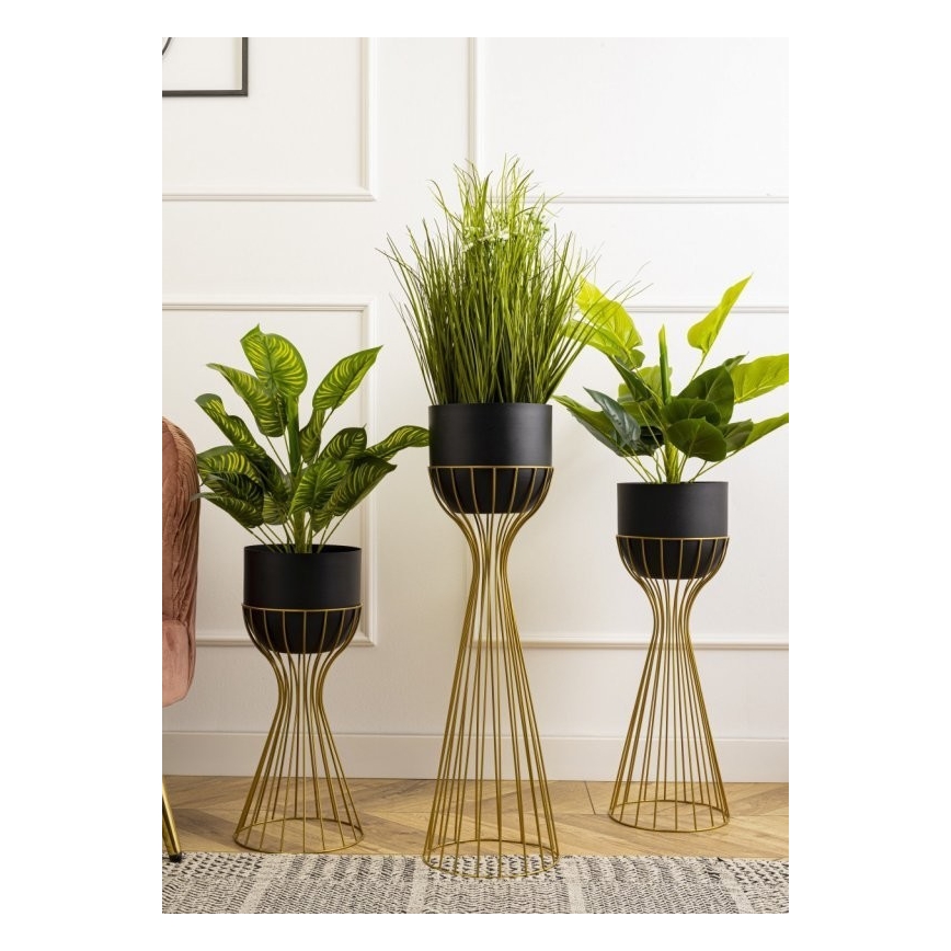 Kovový kvetináč LOFT 56x20 cm zlatá/čierna