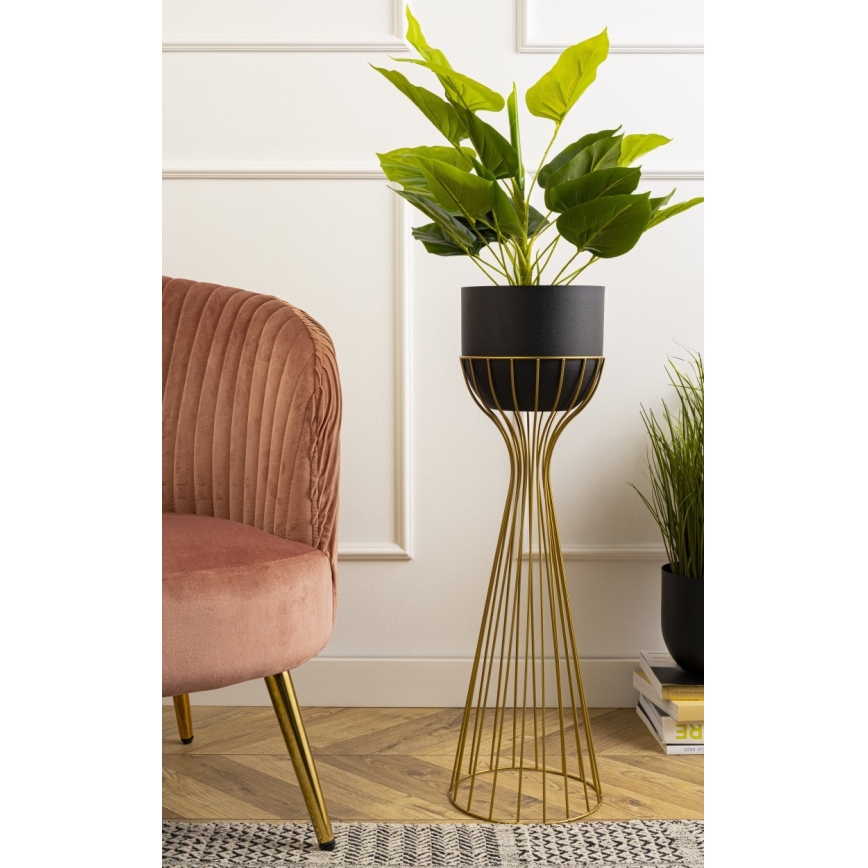 Kovový kvetináč LOFT 68x20 cm zlatá/čierna