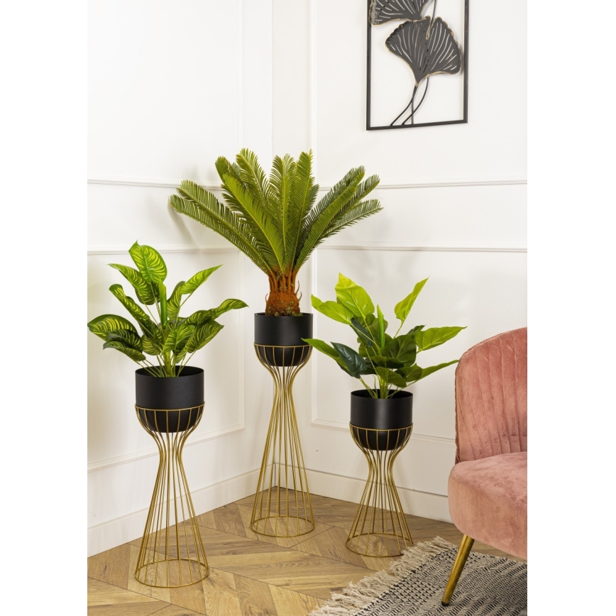 Kovový kvetináč LOFT 68x20 cm zlatá/čierna