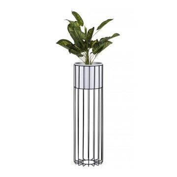 Kovový kvetináč LOFT 70x20 cm čierna/biela