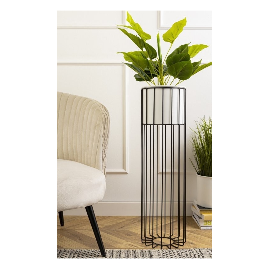 Kovový kvetináč LOFT 70x20 cm čierna/biela