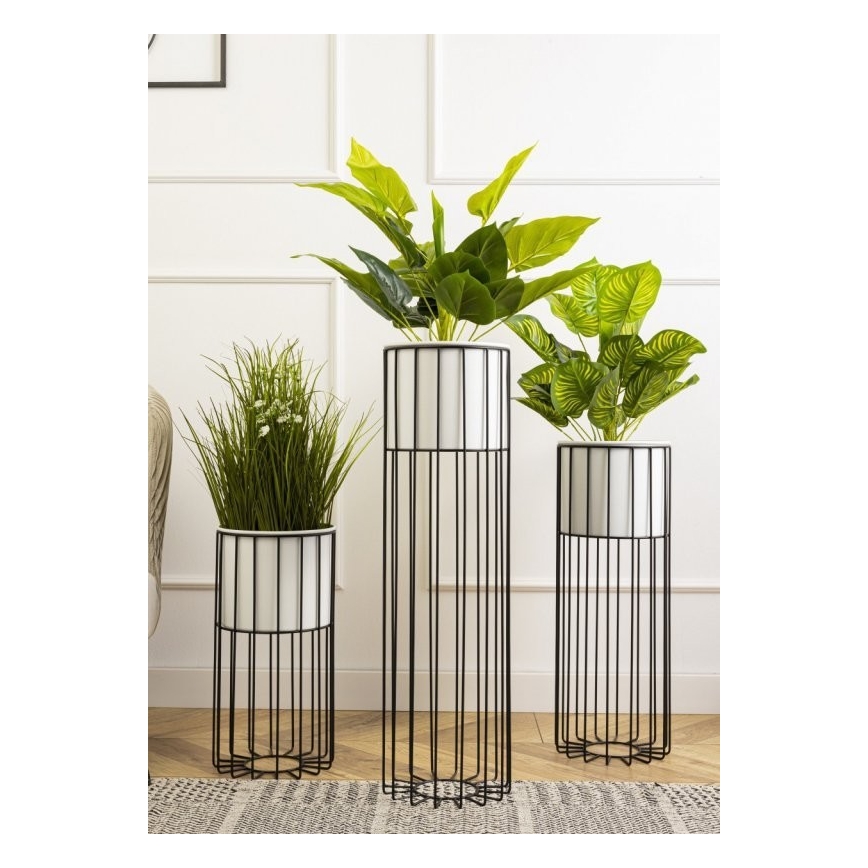 Kovový kvetináč LOFT 70x20 cm čierna/biela