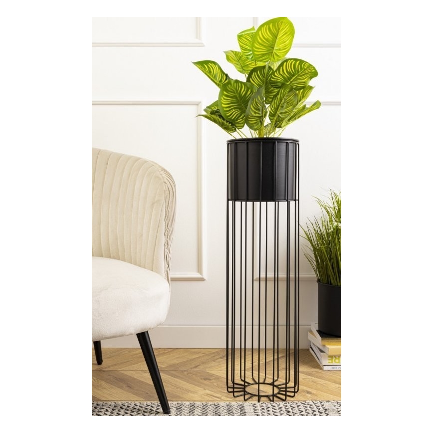 Kovový kvetináč LOFT 70x20 cm čierna