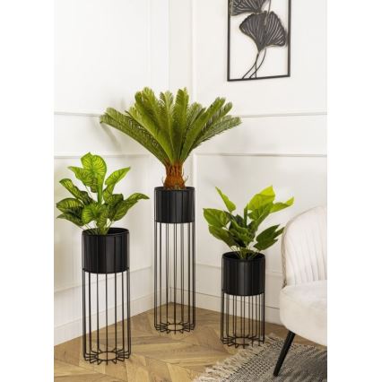 Kovový kvetináč LOFT 70x20 cm čierna
