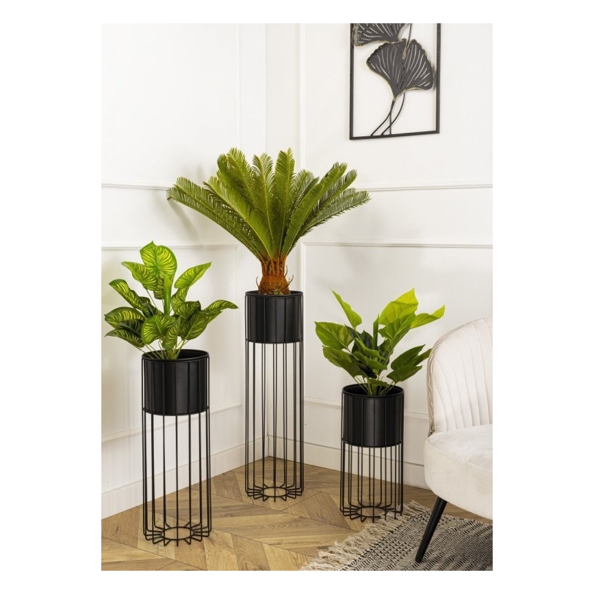 Kovový kvetináč LOFT 70x20 cm čierna