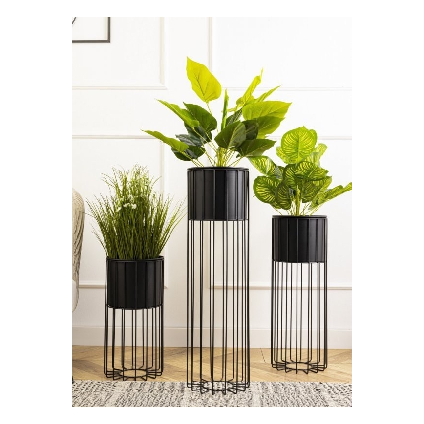 Kovový kvetináč LOFT 70x20 cm čierna