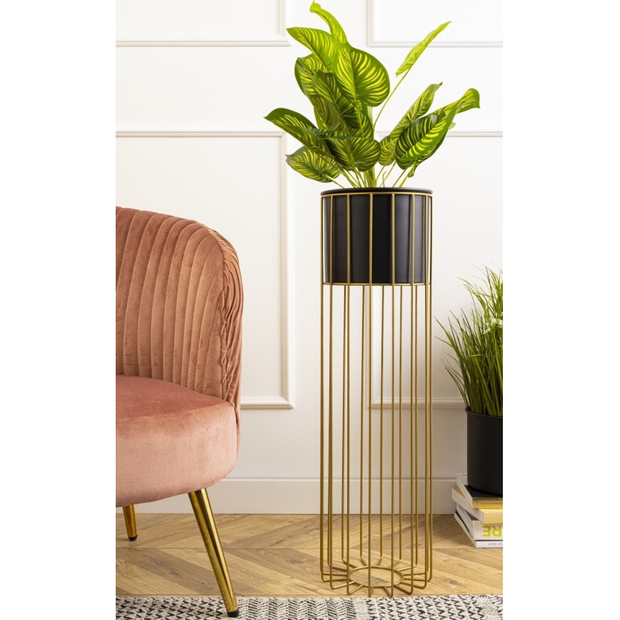 Kovový kvetináč LOFT 70x20 cm zlatá/čierna