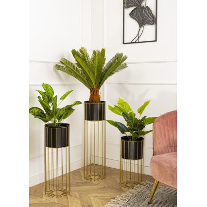 Kovový kvetináč LOFT 70x20 cm zlatá/čierna