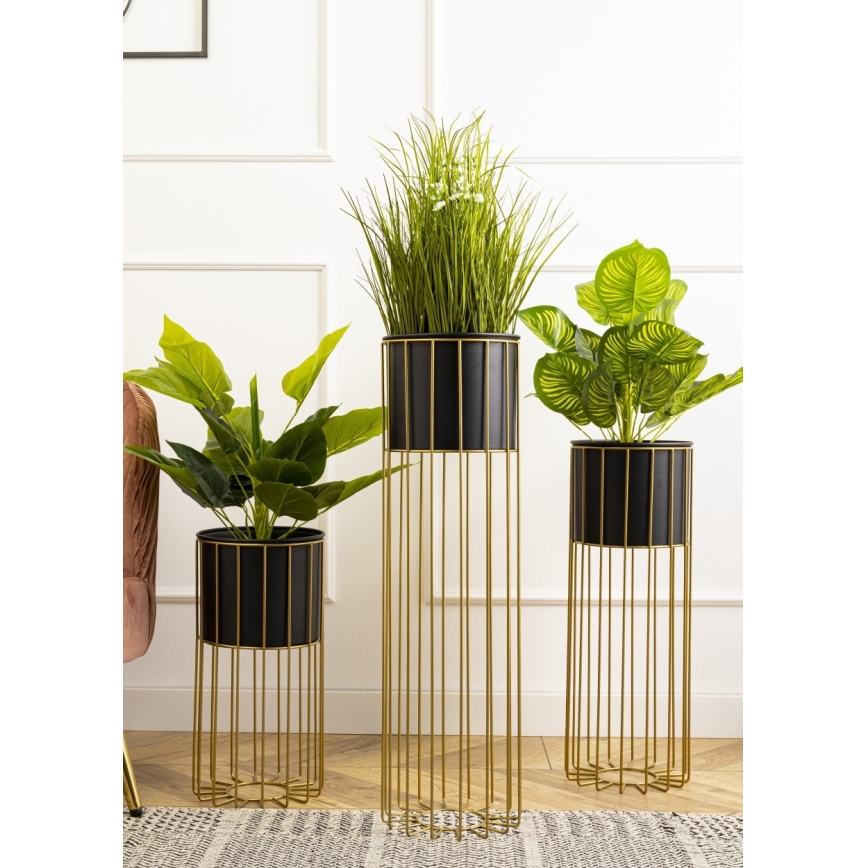 Kovový kvetináč LOFT 70x20 cm zlatá/čierna