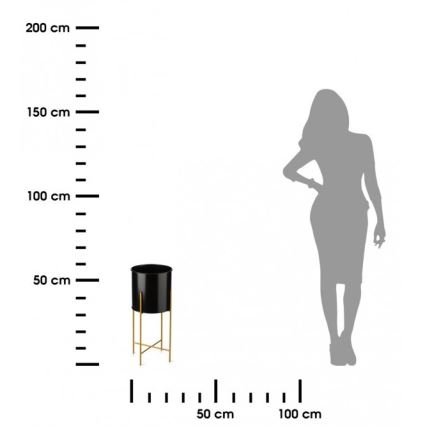 Kovový kvetináč OSLO 55x21 cm čierna/zlatá