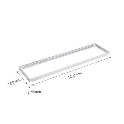 Kovový rám na inštaláciu LED panelov 1200x300 mm biela