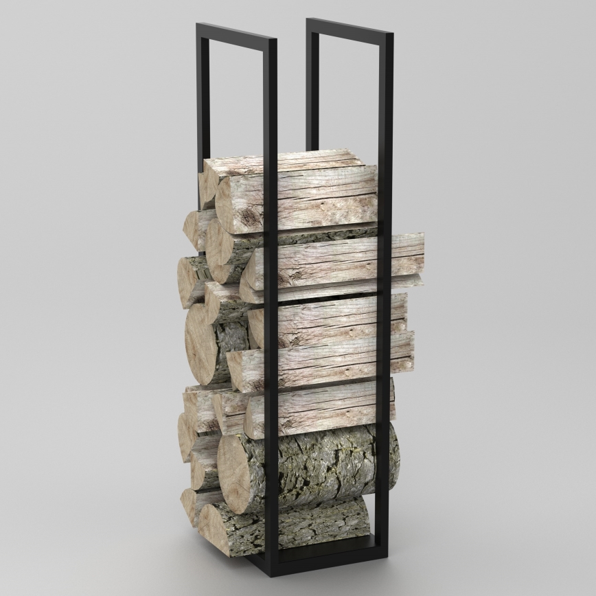 Kovový stojan na drevo 120x40 cm čierna