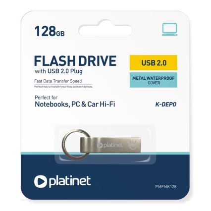 Kovový vodeodolný Flash Disk USB 128GB chróm