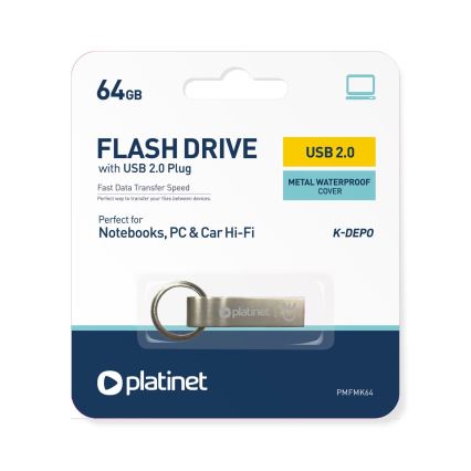 Kovový vodeodolný Flash Disk USB 64GB chróm