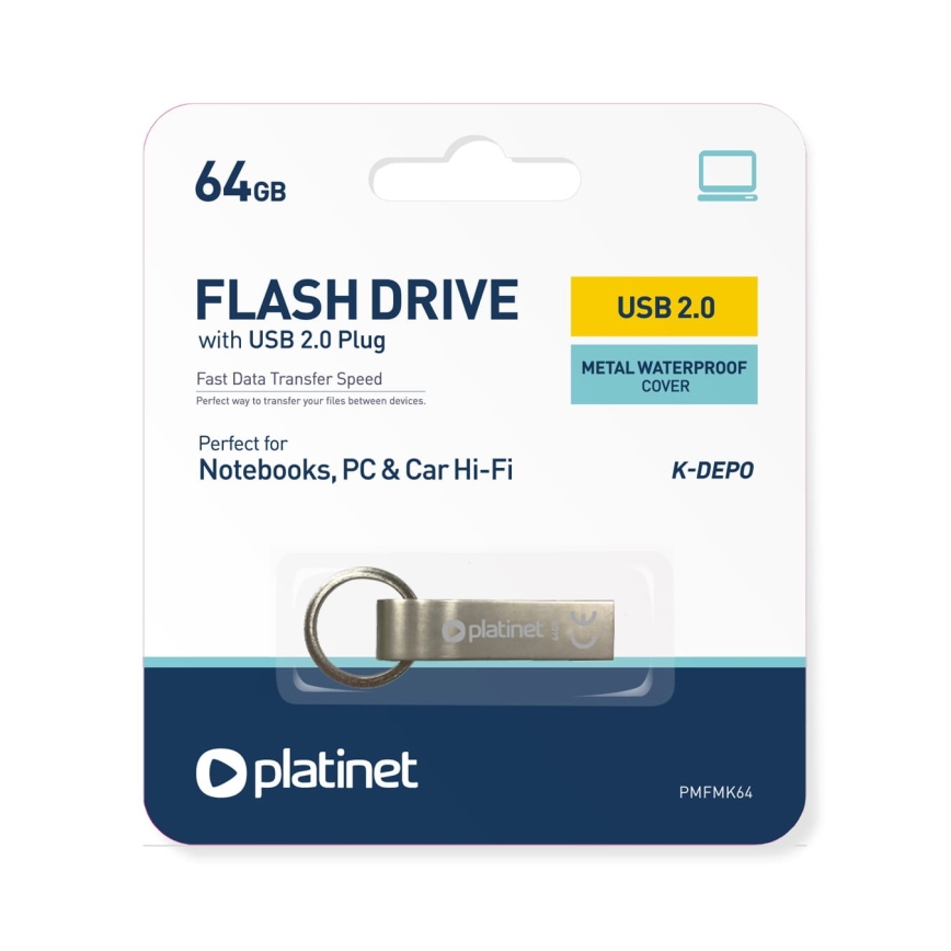 Kovový vodeodolný Flash Disk USB 64GB matný chróm