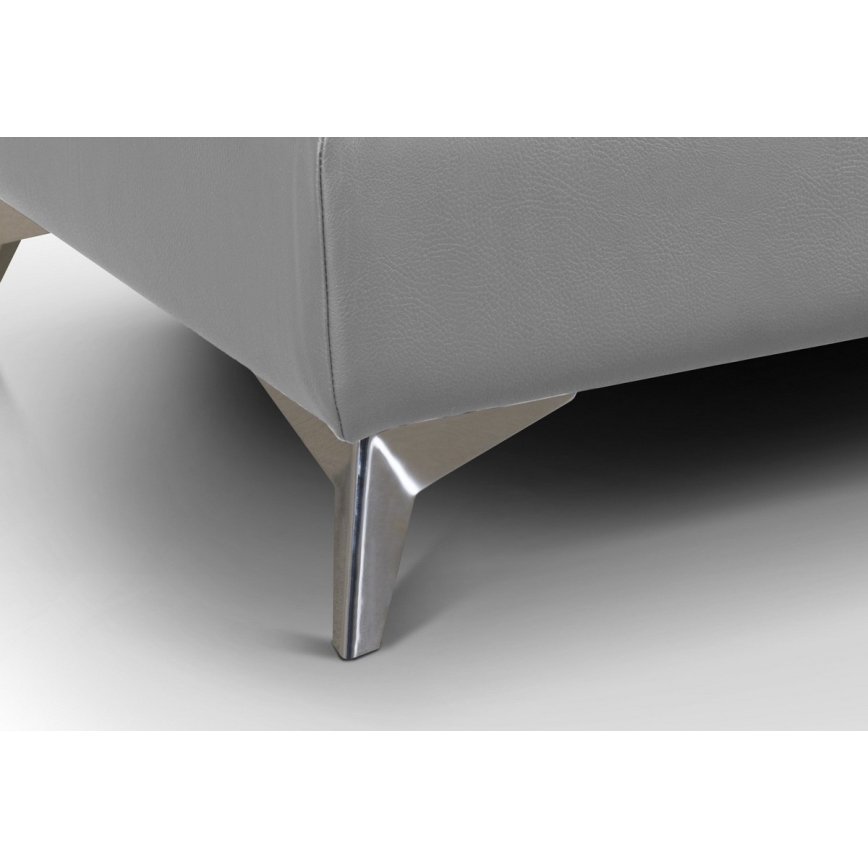 Rozkladacia kožená rohová sedacia súprava do L SALERNO II pravá sivá