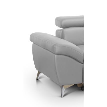 Rozkladacia kožená rohová sedacia súprava do L SALERNO II pravá sivá