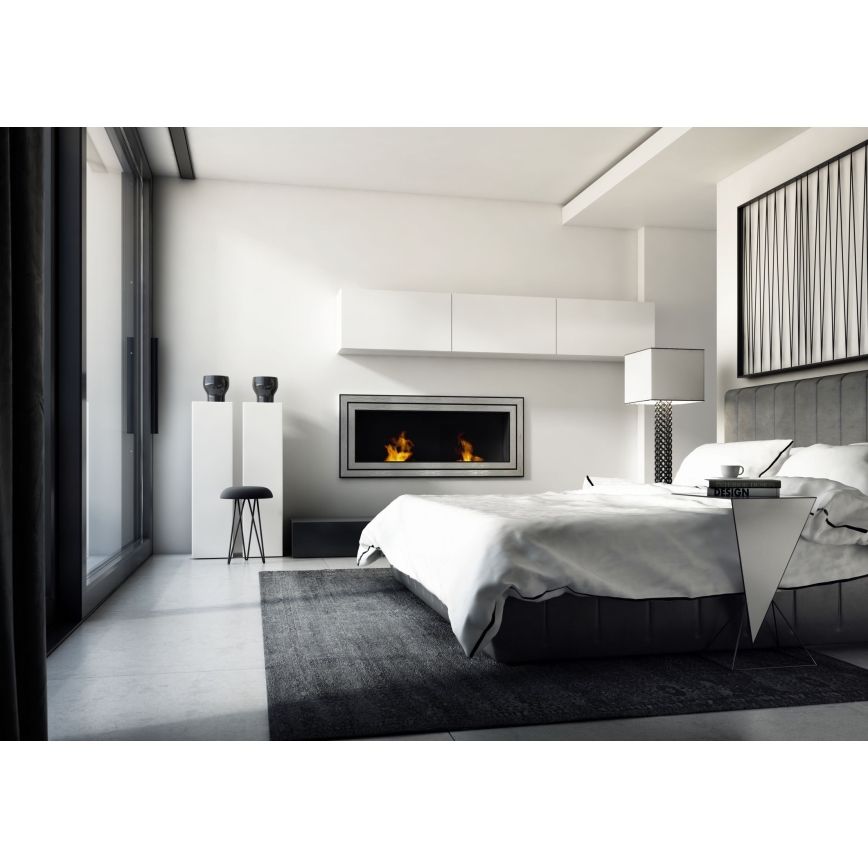 Kratki - Vstavaný BIO krb 65x180 cm 3x2,5kW lesklý chróm