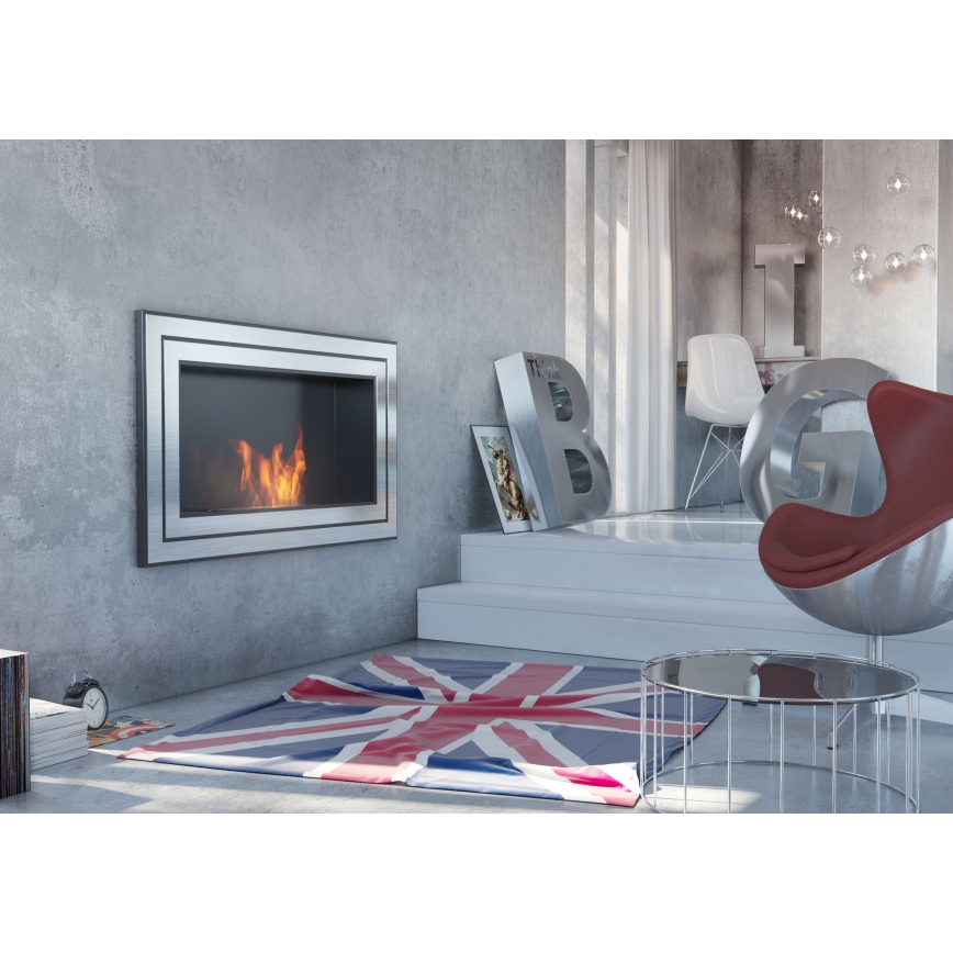 Kratki - Vstavaný BIO krb 65x180 cm 3x2,5kW lesklý chróm