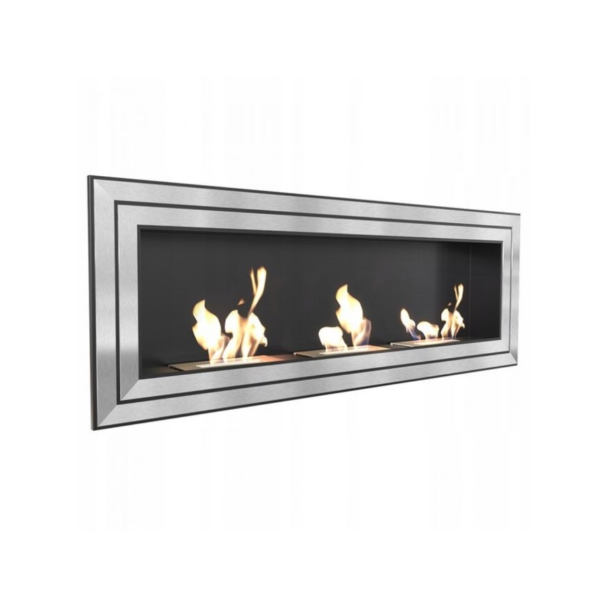 Kratki - Vstavaný BIO krb 65x180 cm 3x2,5kW lesklý chróm