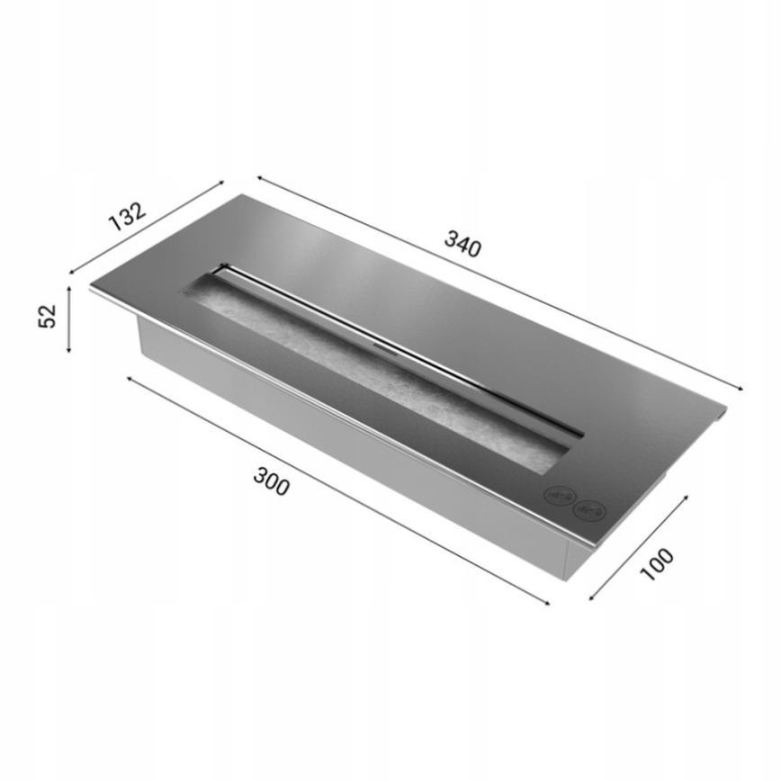 Kratki - Vstavaný BIO krb 65x180 cm 3x2,5kW lesklý chróm