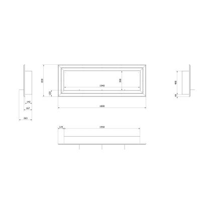 Kratki - Vstavaný BIO krb 65x180 cm 3x2,5kW lesklý chróm