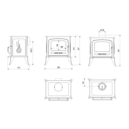 Kratki - Krbové liatinové kachle 5kW 130mm