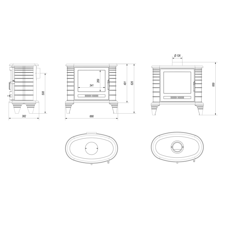 Kratki - Krbové liatinové kachle 9kW 130 mm