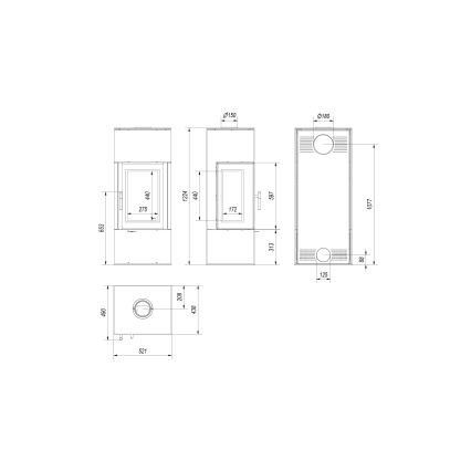 Kratki - Krbové oceľové kachle 8kW 150mm