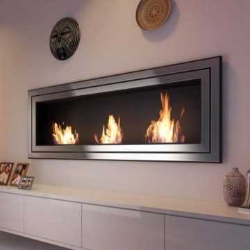 Kratki - Vstavaný BIO krb 65x180 cm 3x2,5kW lesklý chróm