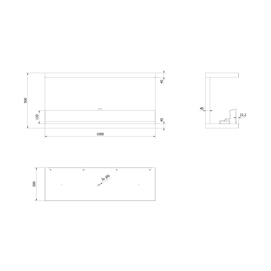 Kratki - Vstavaný biokrb 50x100 cm 3,5 kW čierny