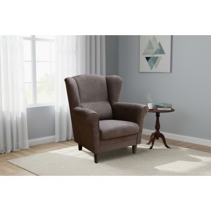 Kreslo ušiak GALA tmavohnedé