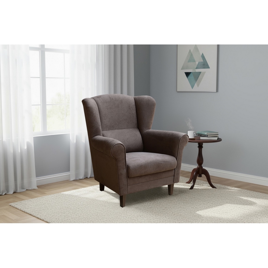 Kreslo ušiak GALA tmavohnedé