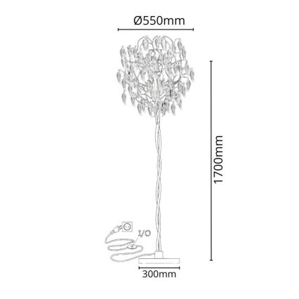 Krištáľová stojacia lampa 5xG9/40W/230V čierna