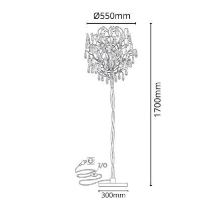 Krištáľová stojacia lampa 5xG9/40W/230V zlatá
