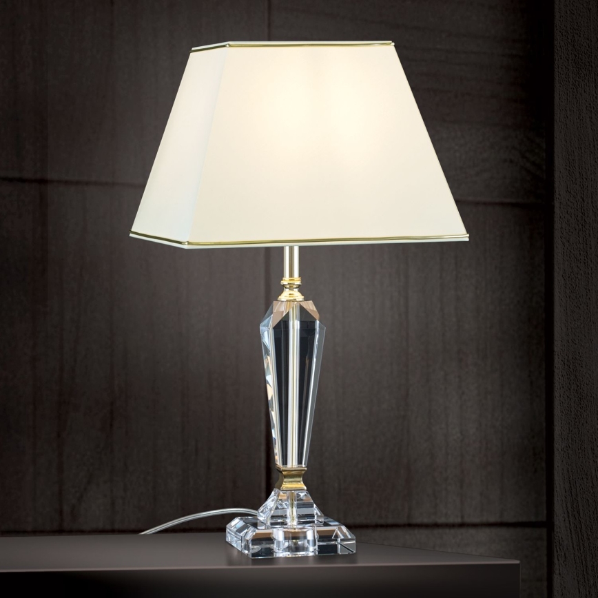 Krištáľová stolná lampa VERONIQUE 1xE27/60W/230V krémová/číra